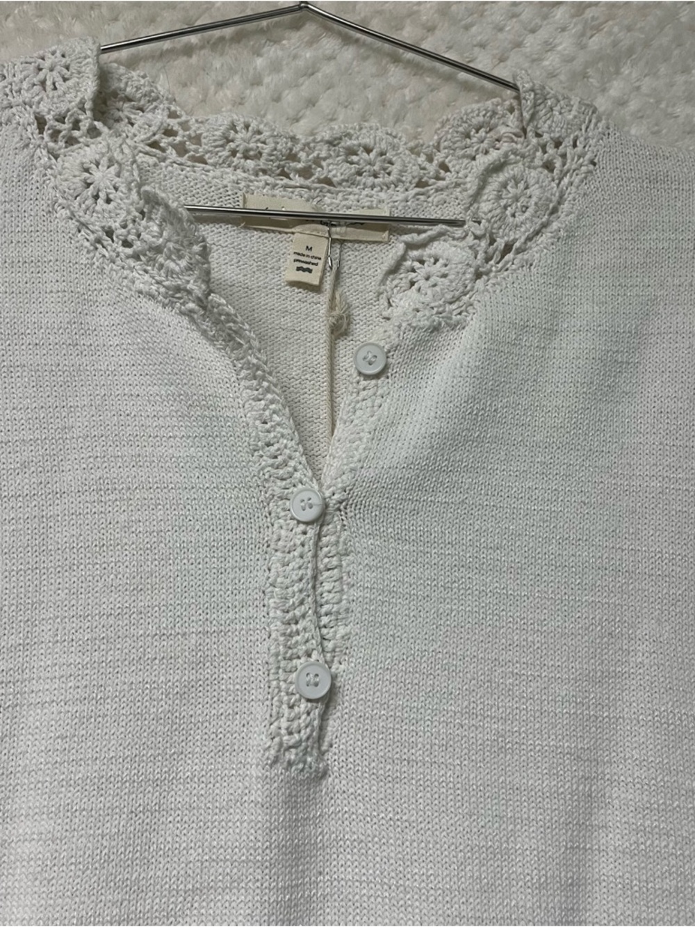 Grade and Gather Bentley Trim Sweater Top Sleeveless Cotton Crochet Medium NWT - Picture 4 of 12